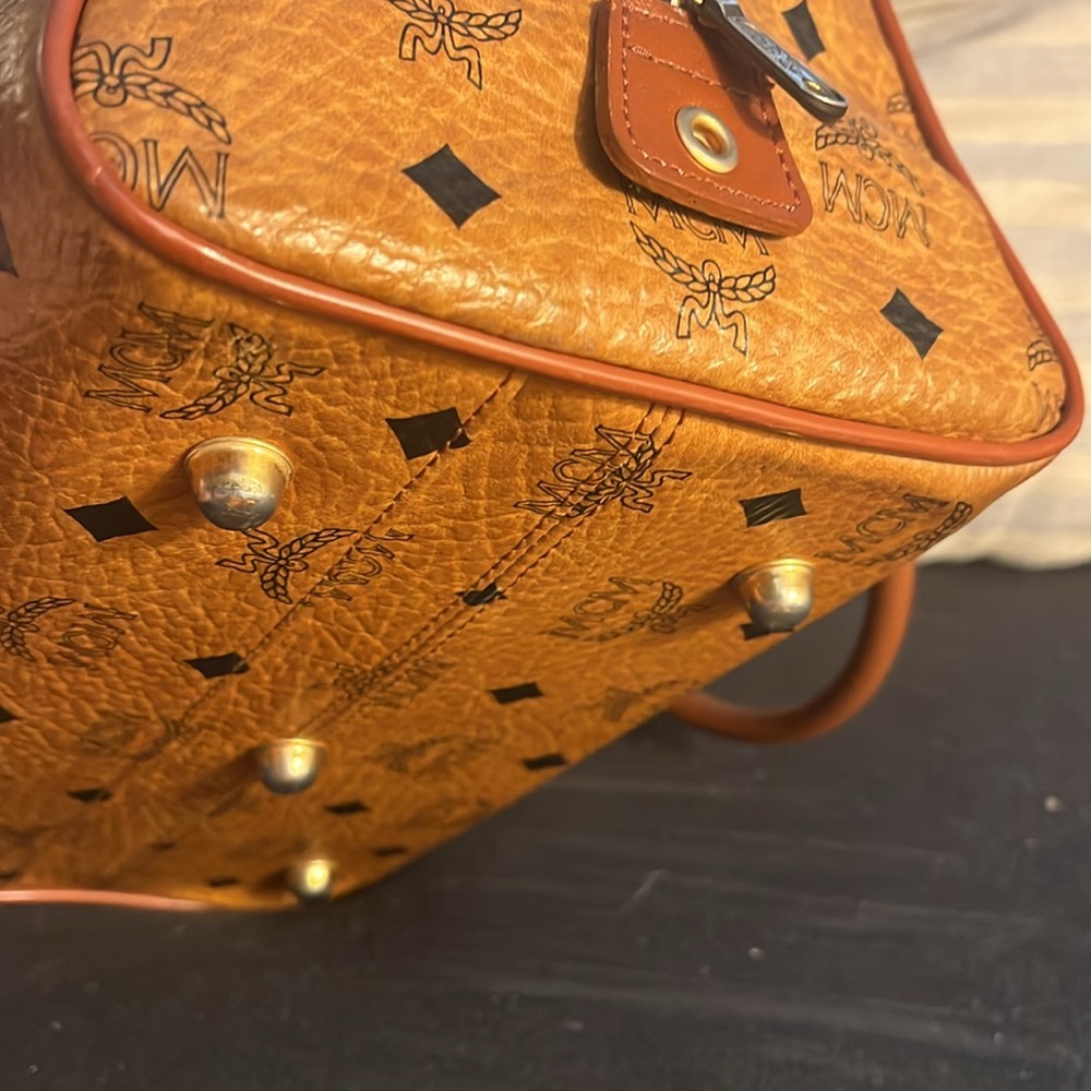 MCM Orange and Brown Logo Satchel - Picture 10 of 15